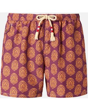 MC2 Saint Barth Lightweight Fabric Swim-Shorts Lighting 70 With Indian Print Swimshort - Red