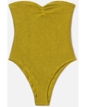 MC2 Saint Barth Soleil Bandeau One-Piece Swimsuit Pistachio Crinkle Fabric One Piece - Green