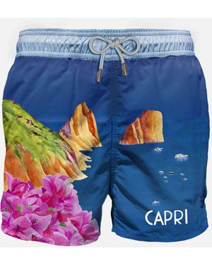 MC2 Saint Barth Swim Shorts With Capri Print Swimshort - Blue
