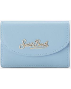 MC2 Saint Barth Light Smooth Leather Card Holder With Metal Logo Small Accessories - Blue