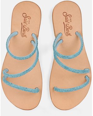 MC2 Saint Barth Cora Flat Sandals With Rhinestones - Blue