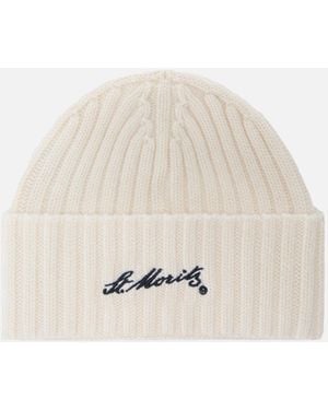 MC2 Saint Barth Wengen Beanie Cashmere With St. Moritz Embroidery Hat - White