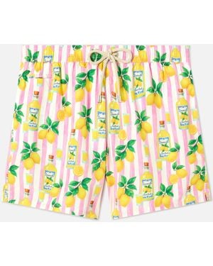 MC2 Saint Barth Striped Lighting Swim Shorts With All-Over Limoncello Print __Single__ Swimshort - Gray