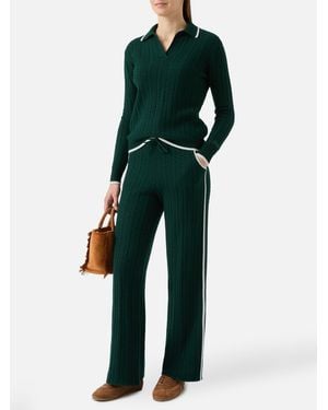 MC2 Saint Barth Dinard Cable-Knit Trousers British Wool With St. Barth Embroidery Pant - Green
