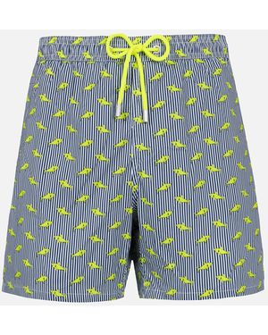 MC2 Saint Barth Comfort Light Classic Stretch Swim Shorts With Sharks Print Swimshort - Blue