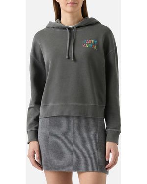 MC2 Saint Barth Mindy Cotton Hoodie With Party Animal Embroidery Sweatshirt - Grey