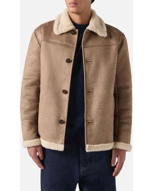 MC2 Saint Barth Kells Pied De Poule Jacket With Faux Shearling Collar - Natural