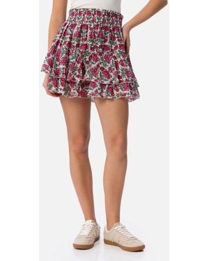 MC2 Saint Barth Eivissa Floral Silk Voile Mini Skirt - Red
