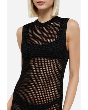 MC2 Saint Barth Eileen Long Lurex Mesh Crochet Dress - Black