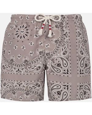MC2 Saint Barth Mid-Length Swim-Shorts Caprese With Bandanna Print Swimshort - Grey