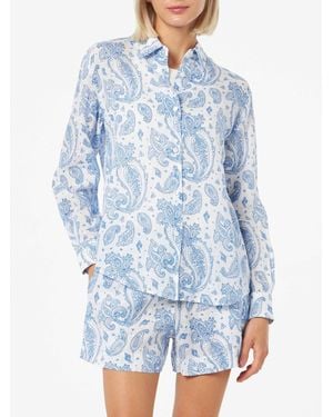 MC2 Saint Barth Meredith Paisley Linen Shirt - Blue