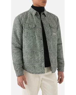 MC2 Saint Barth Technic Fabric Overshirt Chalet With Herringbone Print - Gray