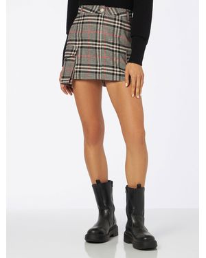 MC2 Saint Barth Prince Of Wales Fern Cargo Miniskirt - Black