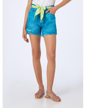 MC2 Saint Barth Arizona Denim Shorts With Embroidery And Appliqués - Blue