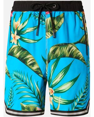 MC2 Saint Barth Floral Print Swim Shorts Surf Style Swimshort - Blue