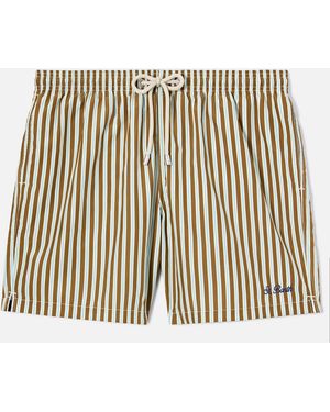 MC2 Saint Barth Striped Lighting Swim Shorts With St. Barth Embroidery __Single__ Swimshort - Metallic