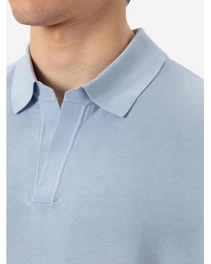 MC2 Saint Barth Sloan Light Silk Cotton Knitted Polo Shirt Knitwear - Blue