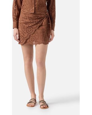 MC2 Saint Barth Nyra Broderie Anglaise Mini Skirt - Brown
