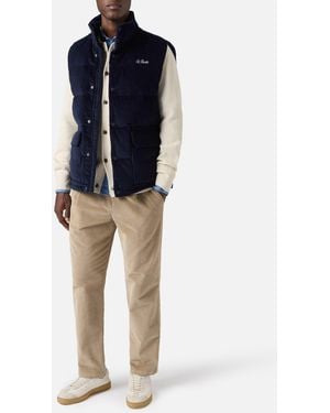 MC2 Saint Barth Down Padded Vest Thunder With Corduroy Jacket - Blue