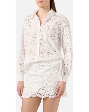 MC2 Saint Barth Meredith Broderie Anglaise Cotton Shirt - White