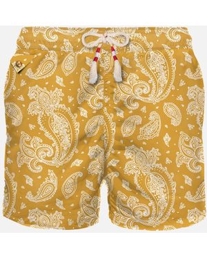 MC2 Saint Barth Light Fabric Swim Shorts With Paisley Print Swimshort - Yellow