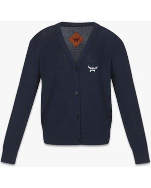 MCM Logo Embroidery Knit Cardigan - Blue