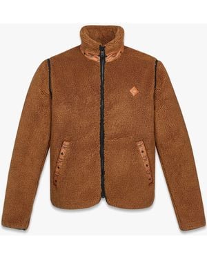 MCM Fleece Jacket With Detachable Sleeves In Faux Fur - Brown