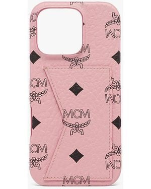 MCM Iphone 16 Pro Case In Visetos - Pink