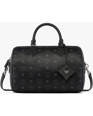 MCM Ella Boston Bag In Visetos - Black