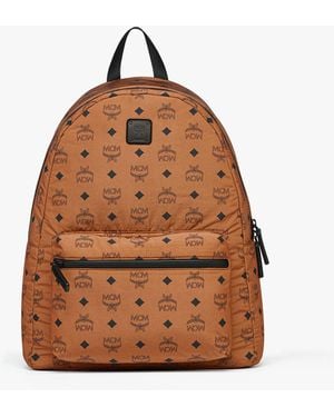 MCM Stark Packable Backpack In Monogram Nylon - Brown