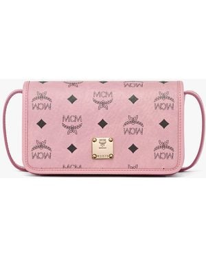 MCM Aren Crossbody Wallet In Visetos - Pink