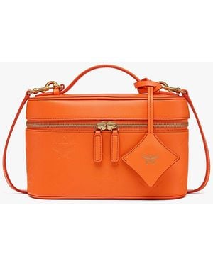 MCM Aren Vanity Case In Maxi Monogram Leather - Orange