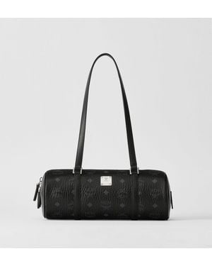 MCM Aren Cylinder Shoulder Bag In Visetos - Black