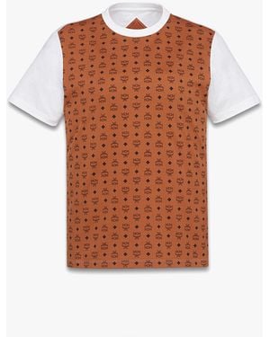 MCM Monogram Print T-shirt In Organic Cotton - Brown