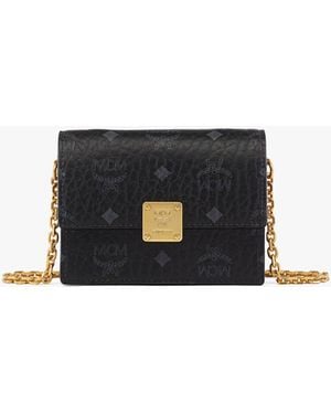 MCM Aren Chain Wallet In Visetos - Black
