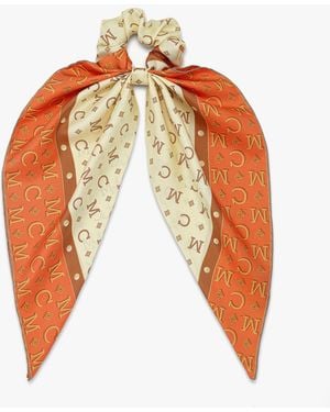 MCM Upcycling Project Scarf Scrunchie In Organic Silk - Orange