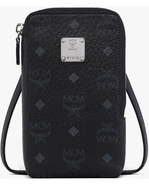 MCM Aren Phone Pouch In Visetos - Black