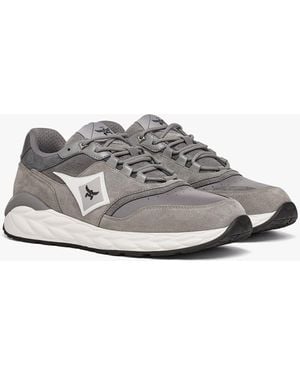 MCM Skywander Lo Sneakers In Calf Suede And Leather - Gray