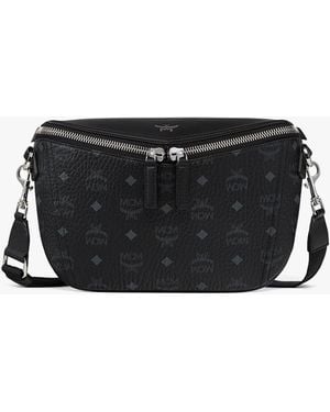 MCM Diamant 3d Crossbody In Visetos Leather Mix - Black