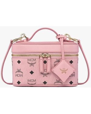 MCM Aren Vanity Case In Visetos Leather Mix - Pink