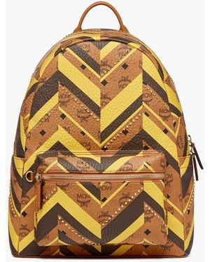 MCM Studded Stark Backpack In Mega Herringbone Visetos - Metallic