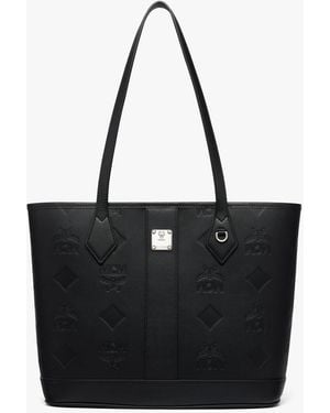 MCM New Liz Shopper In Embossed Monogram Leather - Black