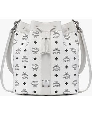 MCM Dessau Drawstring Bag In Visetos - White
