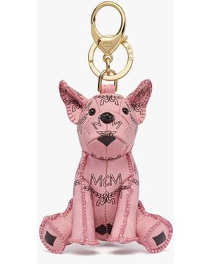 MCM Aren French Bulldog Charm In Visetos - Pink