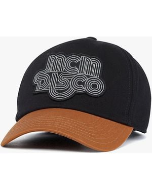 MCM Disco Logo Embroidery Cap In Cotton Twill - Black