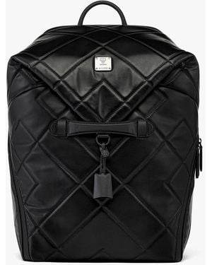 MCM Aren Backpack In Diamond Quilted Leather - Black