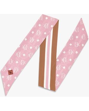 MCM Monogram Print Petite Scarf In Organic Silk - Pink