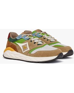 MCM Skywander Lo Trainers In Calf Suede Leather - Green