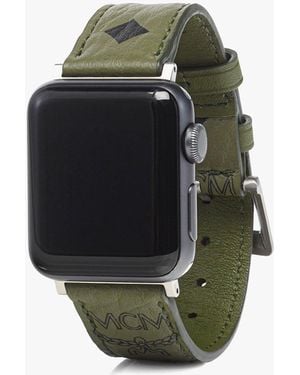 MCM 38mm Apple Watch Band In Visetos - Green