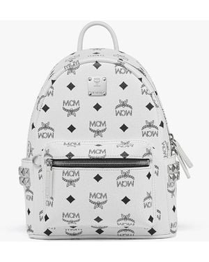 MCM Stark Side Studs Backpack In Visetos - White